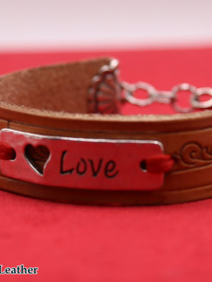 Hand Stamped Natural Leather “Love” Bracelet