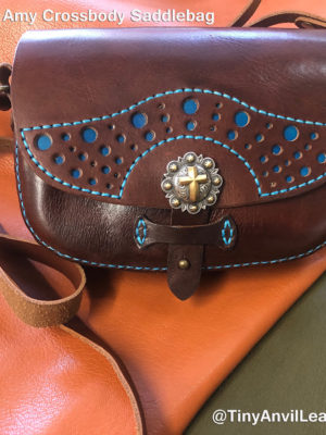 The Amy Crossbody leather saddlebag style brogue purse