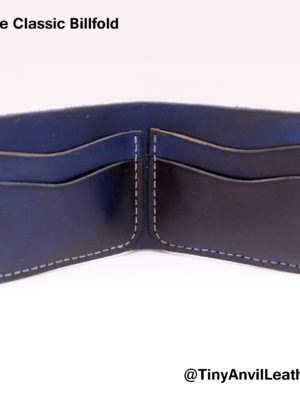 Classic Billfold Wallet – Blue Hand dyed vegtan leather